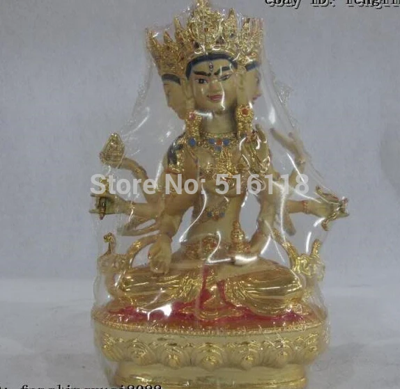 

Fast Shipping Elegant Metals carvings Tibet buddhism pure bronze silver plating gild buddha padmasambhava statue
