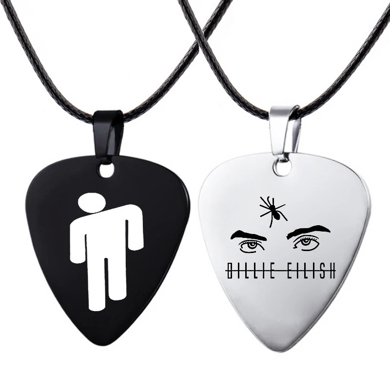 Billie Eilish ожерелье гитарный медиатор кожаное ожерелье кулон из нержавеющей стали подарки для фанатов
