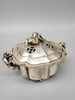 

Chinese exquisite white copper lizard lid incense burner