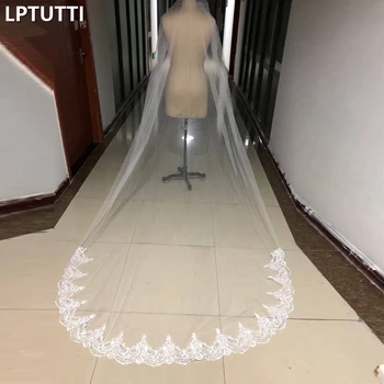 

LPTUTTI 3 m lace New Mantilla Wedding Marry Headdress Accessories long cathedral Bridal Wedding Veil With Comb 1