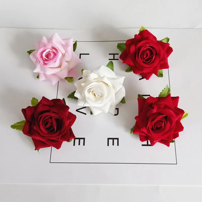 

1Pcs 6cm Lifelike Nonwoven Artificial Rose Bouquets For DIY wreath Gift Box Scrapbooking Fake flowers Para Wedding decorations