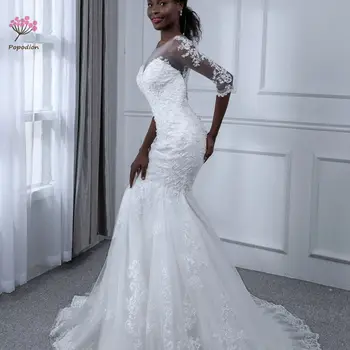 

Popodion wedding dress lace mermaid wedding dresses bridal dresses 2019 African bride wedding dresses WED90492