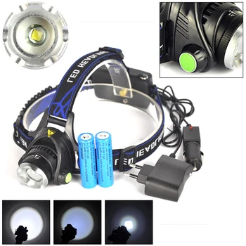 

LumiParty 5000LM XM-L T6 LED Headlamp Head Light Torch Zoomable 2 X 18650 Battery + EU+Car Charger