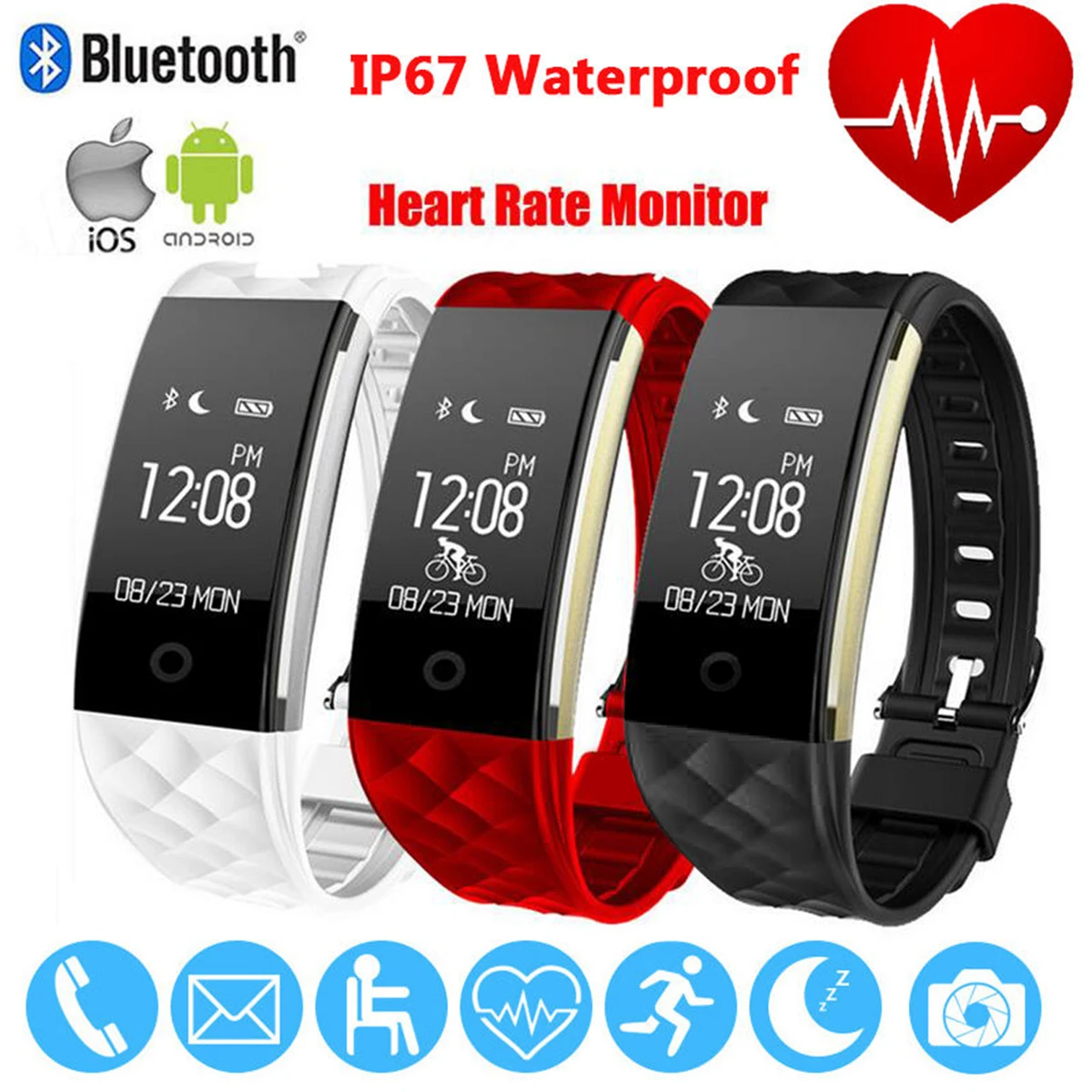 Bluetooth Digital Watches Men Women Heart Rate GPS Sport Track LED Watches Fitness Pedometer Smart Watch Bracelet Military Clock