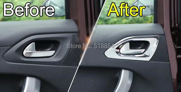 Для peugeot 2008 ABS хромированной отделкой крышки межкомнатные двери сзади ручка рамка украшения Стикеры для peugeot аксессуары Стикеры