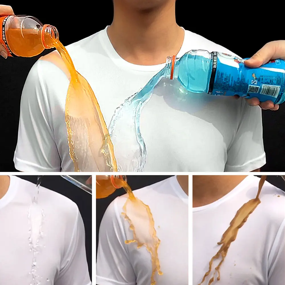 Waterproof T Shirt Solid Color Short-Sleeved Round Neck Men Women Hiking T-shirt Breathable Anti-fouling Half Sleeve Plus Size