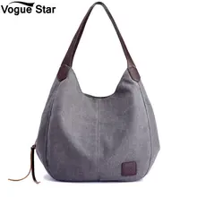 Женские холщовые сумки высокого качества, женские вместительные Сумки на одно плечо, винтажные одноцветные сумки с несколькими карманами, женские сумки M13