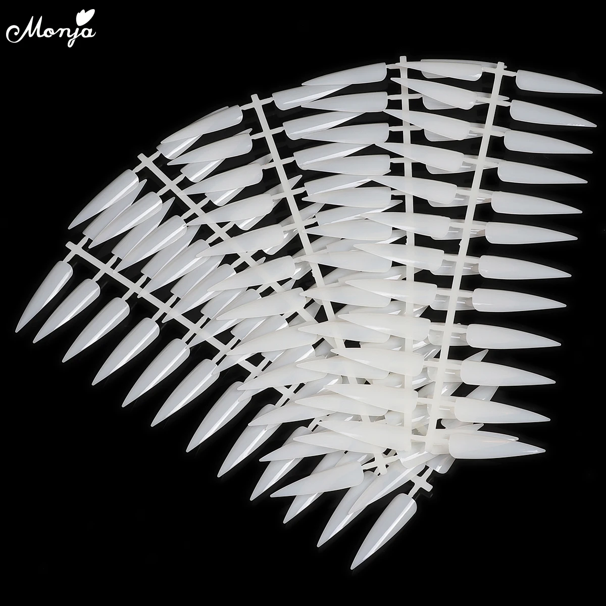 

Monja 240Pcs Nail Art Natural Clear Sharp Shape Display False Nail Polish Gel Tip Coloring Practice Palette Shelf Manicure Tool
