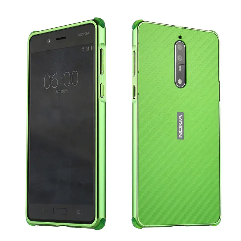 

For Nokia8 Nokia 8 2017 Case Aluminum Metal Frame+Carbon Fiber Hard Cover Case for Nokia 8 Nokia8 2017 Shockproof Phone Shell