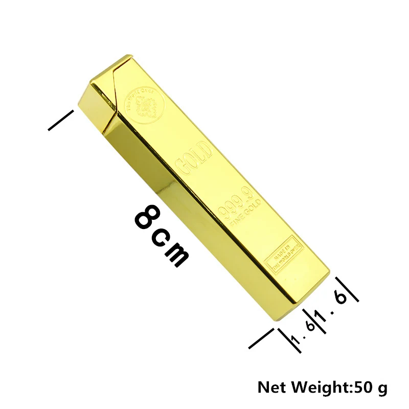 Роскошный 999 золотой кирпич зажигалка компактный Jet запальник горелки для газовой сварки надутый бутан слиток масло металлическое колесо-Кресало прикуриватель