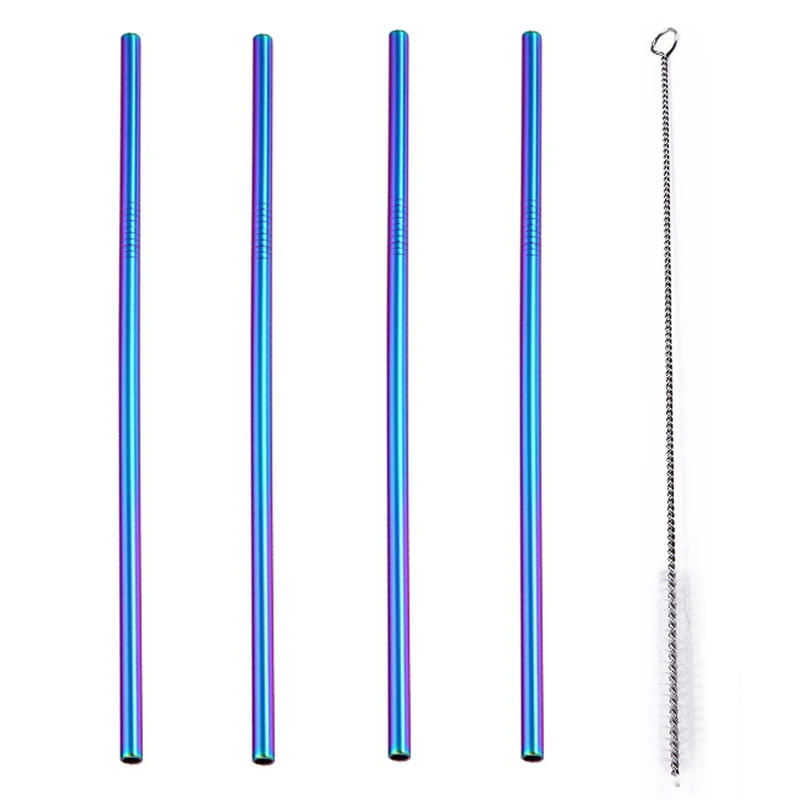 Eco-Friendly Reusable Stainless Steel Drinking Straw Set with Cleaner and Carrying Case