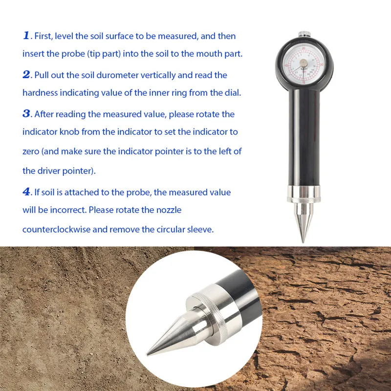 Soil Hardness Tester Penetrometer Sclerometer Durometer Inspecting Hardness Analyzer Portable Pointer Type Soil Different Depth (5)