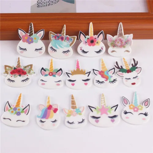 

5pcs/lot cute unicorn head kawaii planar resin cabochons accessories