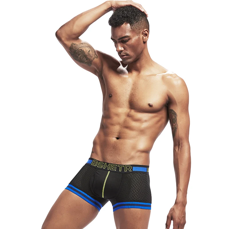 3 шт. / Упак. Мужчины Boxer Underwear BSHETR Сетка Дышащие Мужские Боксеры Сексуальные