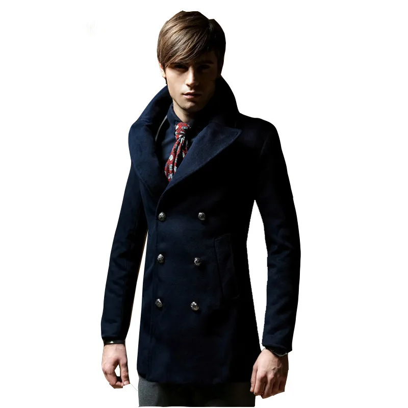 Tailor made Winter Coat Men Fashion Long Style Double Breasted Cotton