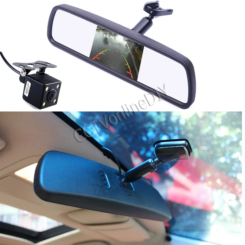 ANSHILONG 4.3" TFT LCD Screen Car Interior Replacement Rear View Mirror Monitor + CCD HD Backup