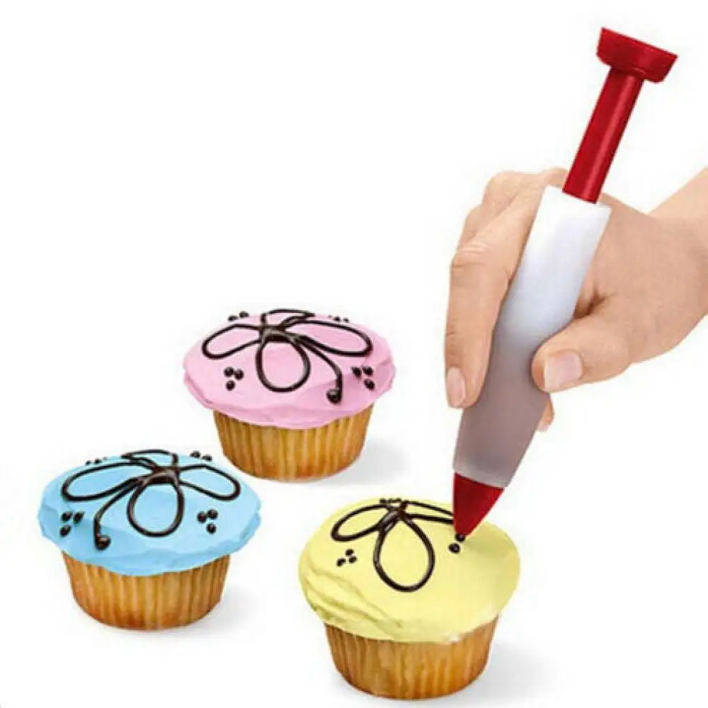 

1Pcs Pastry Cream Chocolate Decorating Syringe Silicone Plate Paint Pen Cake Cookie Ice Cream Decorating Pens