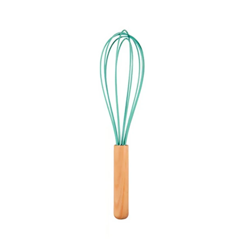 Силиконовая кухонная утварь, инструмент для приготовления пищи с деревянной ручкой без бисфенола нетоксичный для посуды с антипригарным покрытием, зеленый - Цвет: Whisk