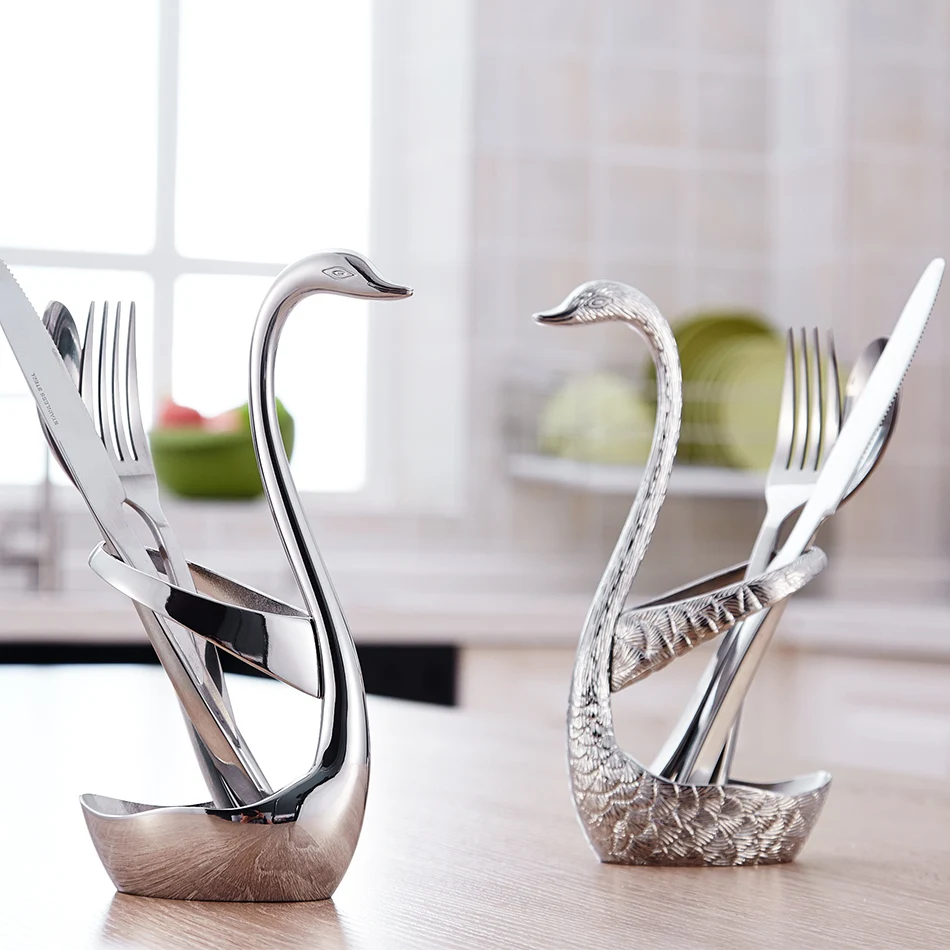 Buy Swan Dinnerware Spoon Sets Holder Wedding Party