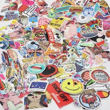 

100 piece PVC Waterproof Fun Sticker Toys The Luggage Stickers Handbag Decoration Stickers 3 Styles Random Colors