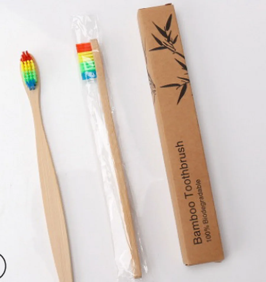 DHL 200pcs Soft Fibre Environmentally Wood Toothbrush Bamboo ToothBrush Wooden Handle Tooth brush - Цвет: Цвет
