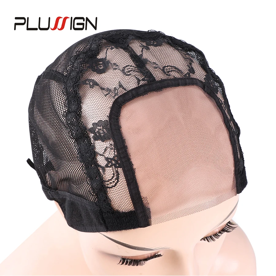 

1Pcs Black Ventilated Wig Cap U Part Wig Cap With Lace Net Make Adjustable Size Wig Caps Plussign Weave Cap For Making A Wigs