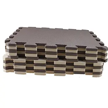 

10 Piece Eva Foam Puzzle Exercise Mat Interlocking Floor Tiles Brown+beige
