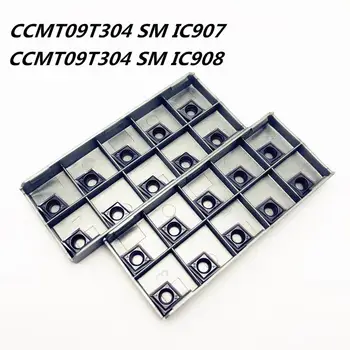 

100PCS CCMT09T304 SM IC907/908 high precision metal turning tool carbide insert CNC machine parts Tokarnyy rotatable cutter head