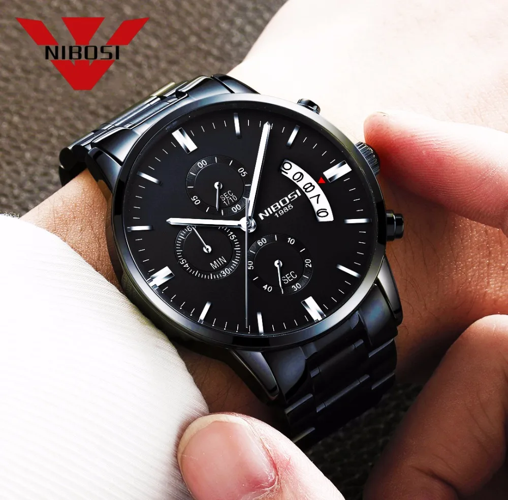 

NIBOSI Relogio Masculino Men Watches Top Brand Luxury Fashion Business Quartz Analog Watch Men Sport Steel Waterproof Wristwatch