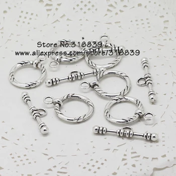 

Antique Silver Metal Zinc Alloy Trendy Toggle Clasp Jewelry Findings Vintage Jewelry OT Clasps 21*28mm-8*34mm 20sets 7381