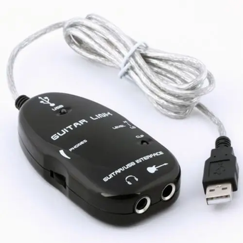 

120cm Electric Guitar to USB Interface Audio Link Cable Cord Black For PC Music Recording