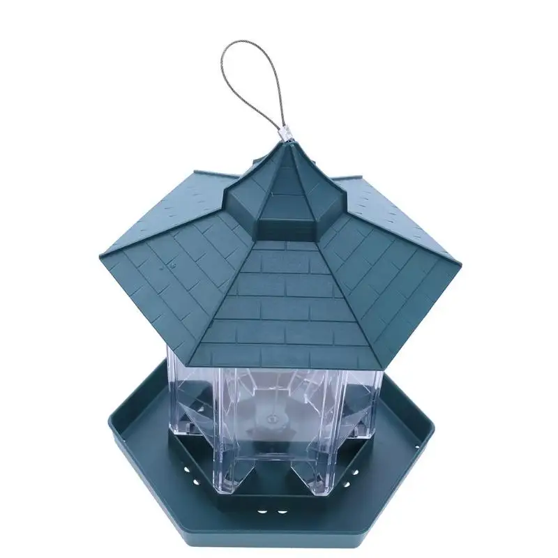 Зеленый подвесной павильон кормушка для птиц пластиковый контейнер для еды для птиц Открытый водонепроницаемый кормушка для птиц товары для домашних животных украшение сада