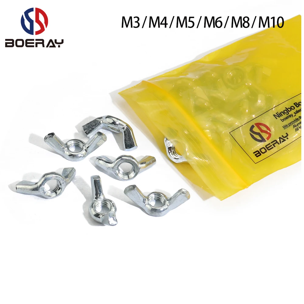 

10Pcs DIN315 M3 M4 M5 M6 M8 M10 Galvanized Hand Tighten Nut Butterfly Nut Ingot Wing Nuts