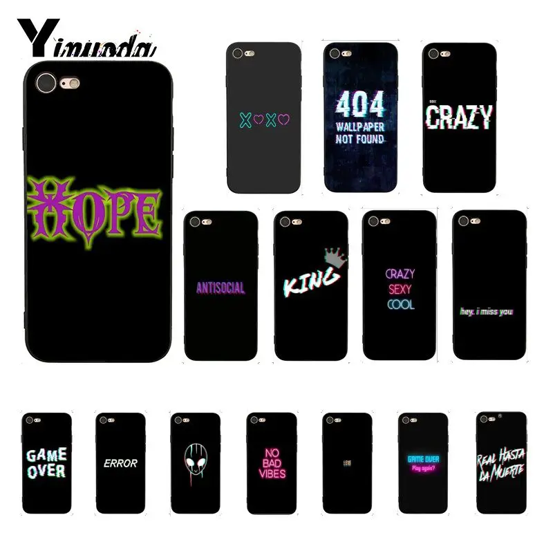 

Yinuoda Color text on a black background DIY Luxury Protector Phone Case for iPhone 8 7 6 6S 6Plus X XS MAX 5 5S SE XR 10
