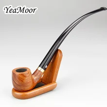 Винтажная 23 см длинная курительная трубка 3 мм фильтр табачная трубка из красного дерева с деревянной подставкой лучшая деревянная курительная трубка