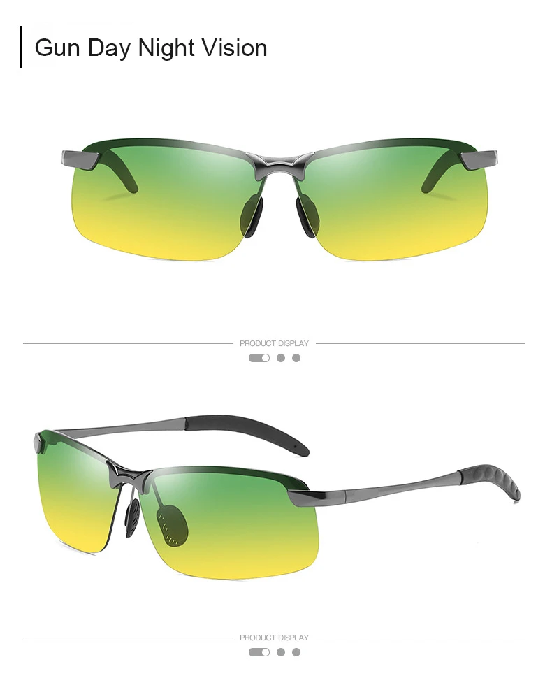 Поляризованные фотохромные солнцезащитные очки для мужчин, для вождения, прямоугольные, хамелеон, меняющие цвет, солнцезащитные очки, день, ночное видение, антибликовые очки
