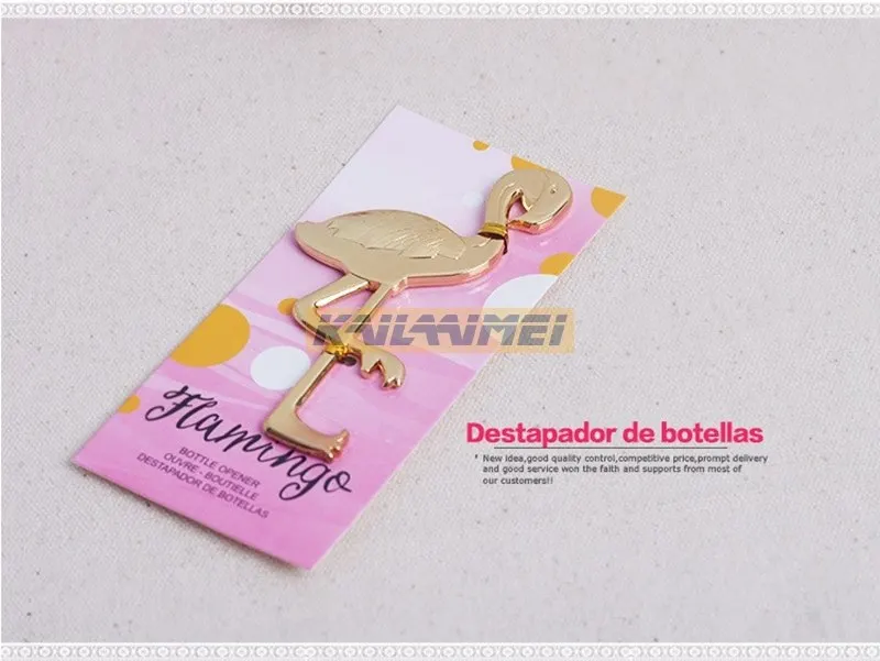 

100pcs Summer Beach Gold Metal Special interesting Flamingo Bottle Opener Anniversary Wedding decoration Commodity