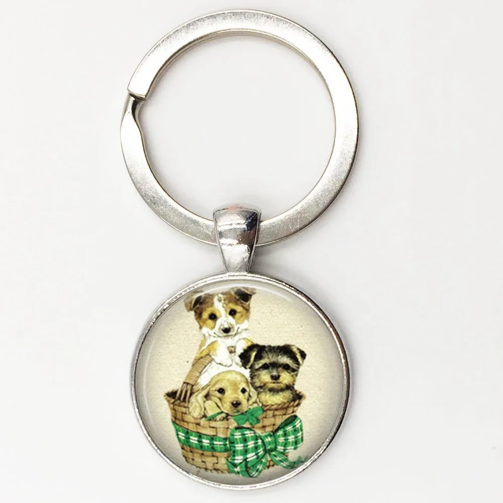Wholesale Dog lovers gift Creative dog keychian family key holder glass