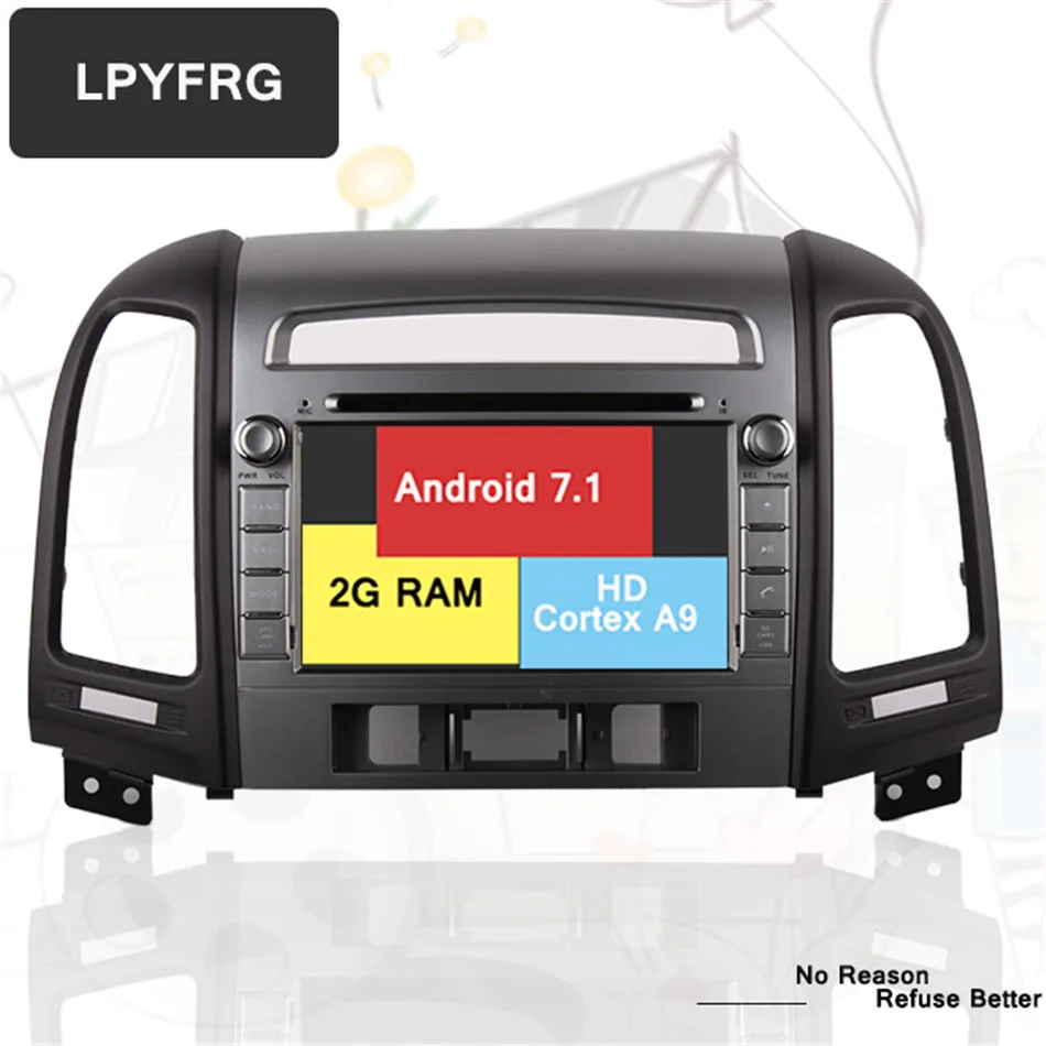 Clearance 1024*600 HD 4G RAM Android 9.0 Car DVD Multimedia Player for HYUNDAI SANTA FE 2006-2012 GPS+Radio Stereo Head unit tape recorder 1