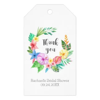 

2x3.5inch Luau Tropical Flower Bridal Shower Thank You Gift Tags