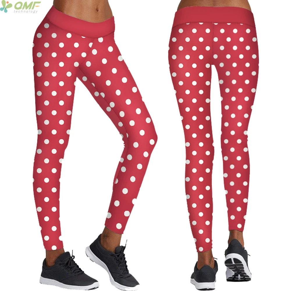 Red Polka Dots Girl Student Leggings Retro Fashion Skinny Pants Women