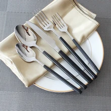 5 Teile/satz 304 Edelstahl Geschirr Ausgezeichnete Qualität Besteck Sets Schwarz Griff Besteck Geschirr Dessert Gabel Löffel Messer