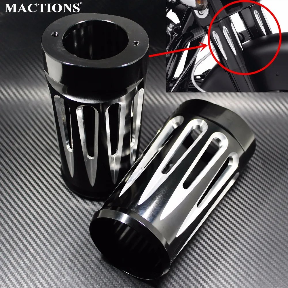 Capa de Bota de Garfo Cover para Harley Motocicleta Preto Dianteiro Slider Touring Electra Glide Street Road King Trike Flhr Flht Flhx Cnc Cut Shock Cover 1980-2020