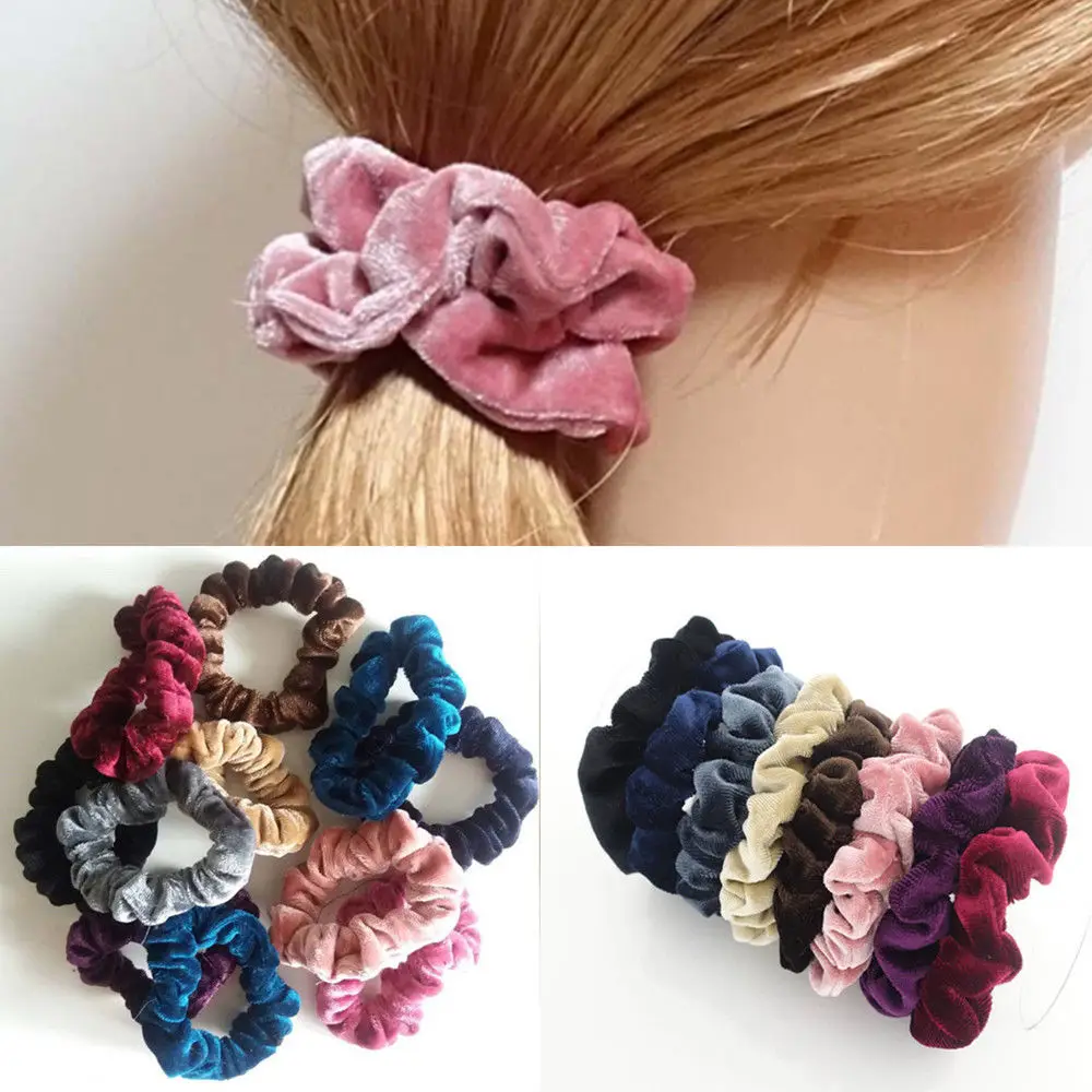 

5 pcs New arrival Velvet Elastic Hair Ropes Scrunchies Girls' No Crease Hair Ties Women Hair Accessories