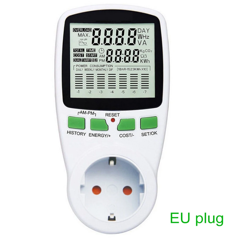

Digital Wattmeter Energy Meter Power Meter LCD Wattage Electricity KWH Measuring Measuring Outlet Power Analyzer EU US AU UK