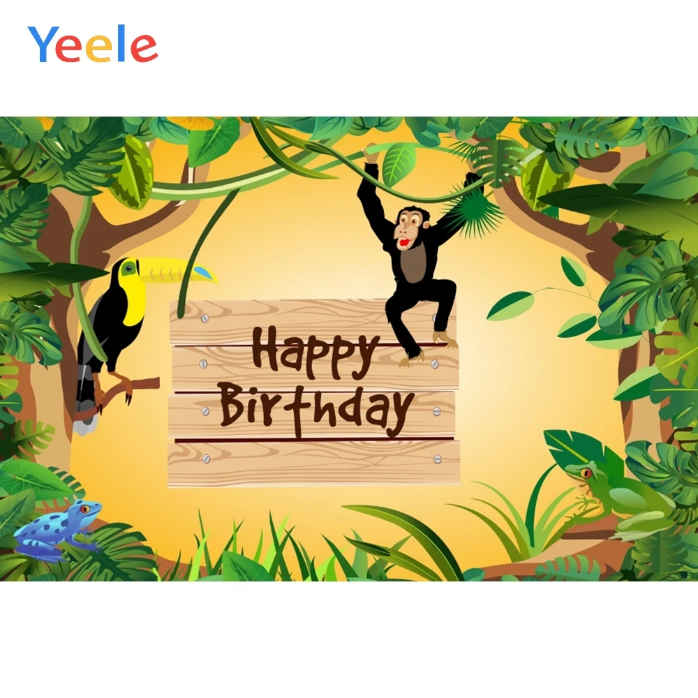 

Yeele Tropical Plants Grass Monkey Bird Frog Birthday Photography Backgrounds Customized Photographic Backdrops for Photo Studio