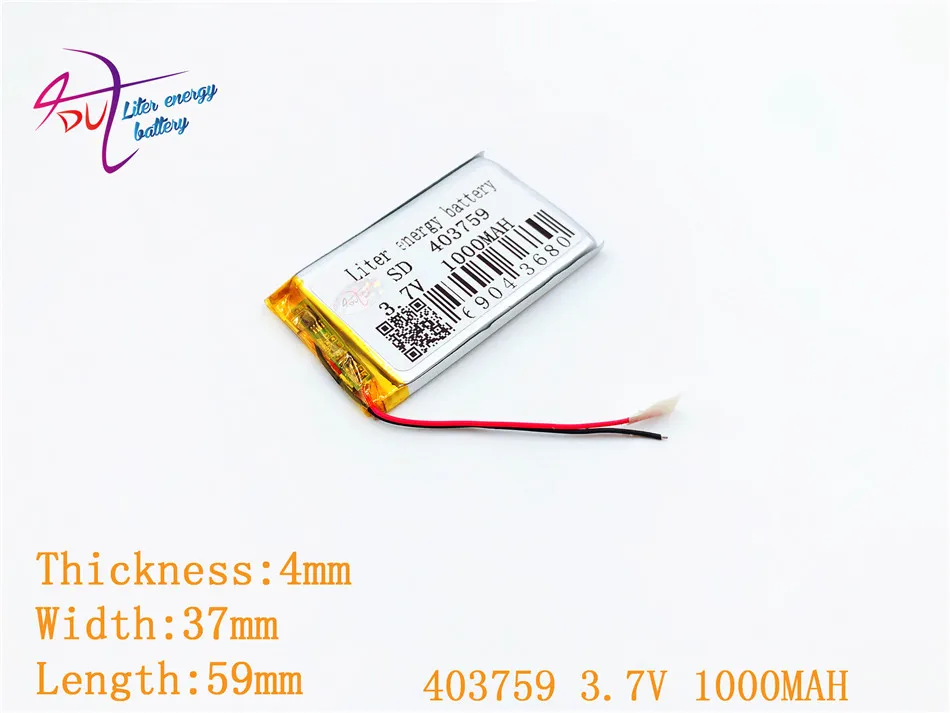 403759 3 7 V 1000MAH 383759 литий полимерный Li Po перезаряжаемый DIY Аккумулятор для Mp3 MP4 MP5 GPS