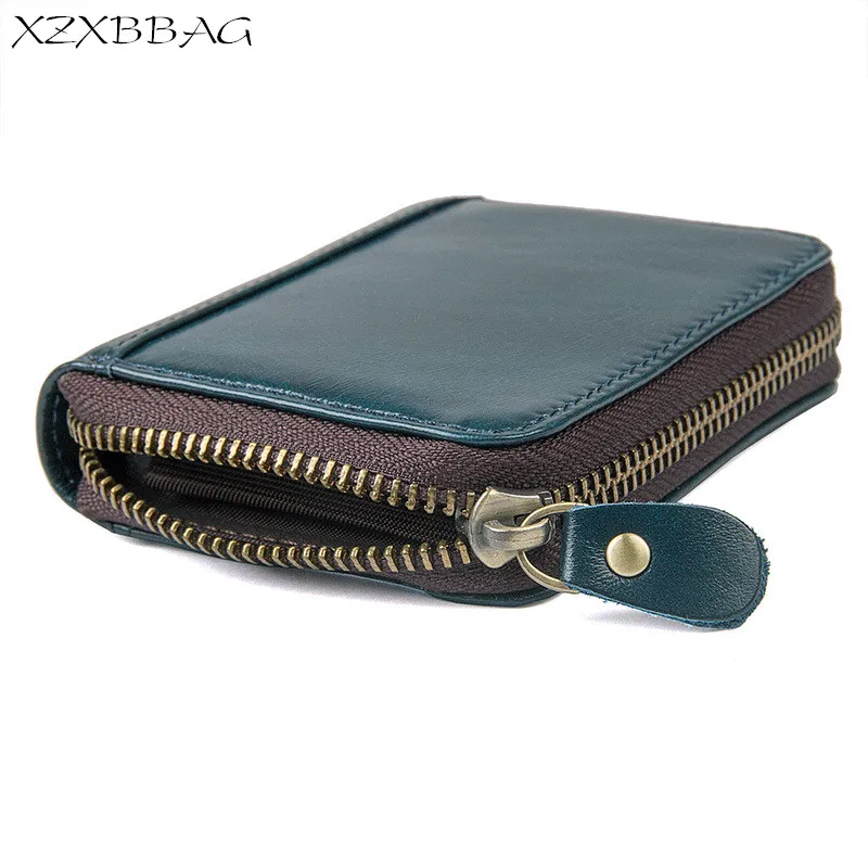 XZXBBAG высококлассный кошелек для карт из натуральной кожи на молнии, ID, кредитный держатель для карт, для женщин и мужчин, выдвижной держатель для карт, кошелек для монет