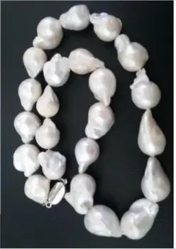 

elegant 14-15mm baroque white pearl necklace 18inch 36"