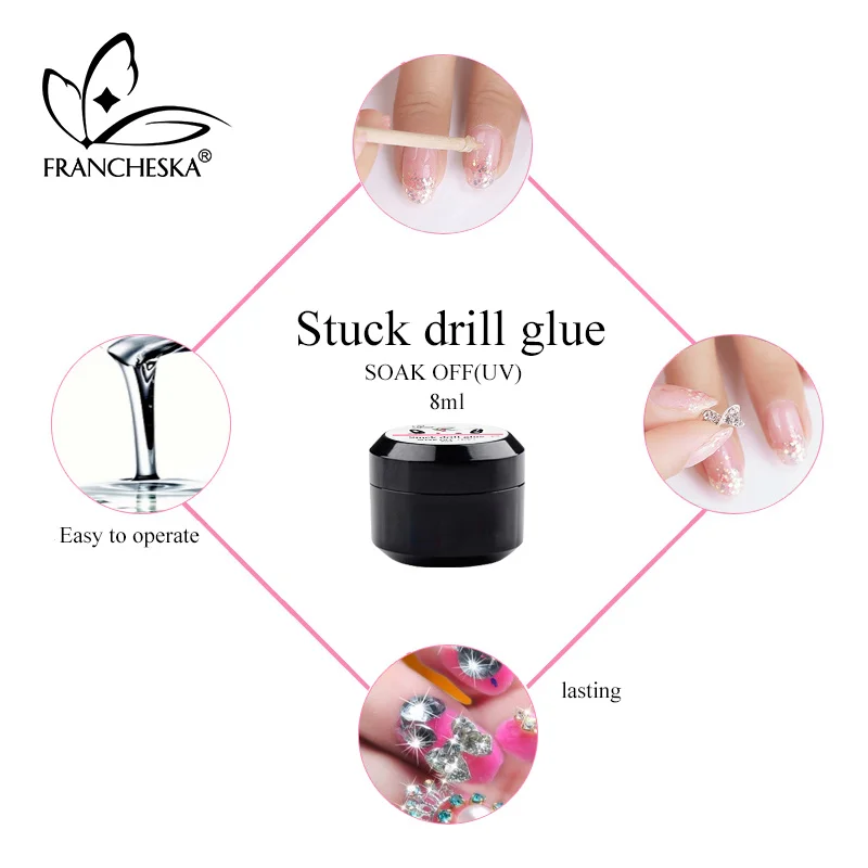 Francheska клей для ногтей faux ongles avec de la colle французский Маникюрный Инструмент nagellijm monomero nail art oje клей для ногтей Стразы